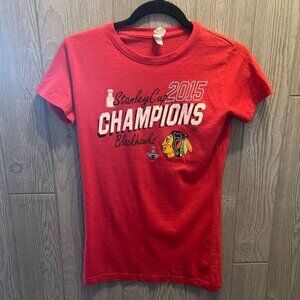 Chicago Blackhawks Hockey Stanley Cup Champions 2015 Graphic Tee women